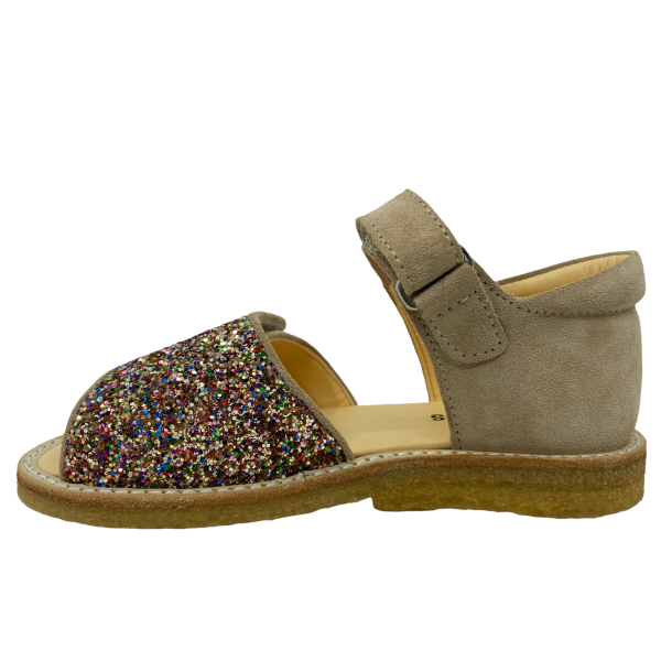 Angulus sandal med justerbar velcrolukning - sand/multi glitter 0544-101