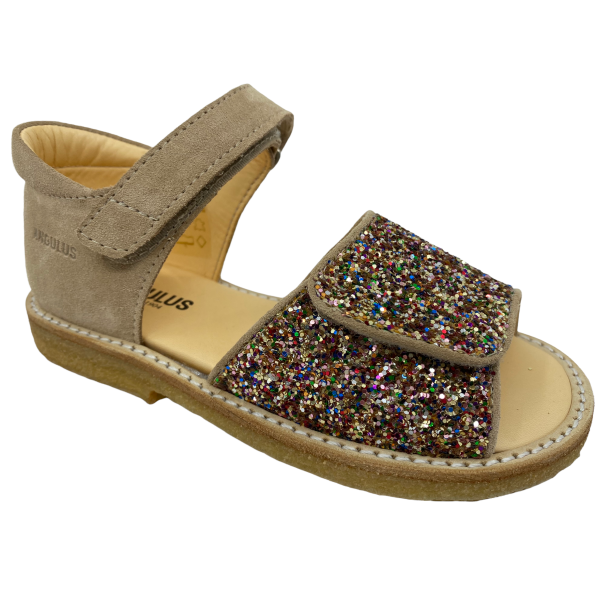 Angulus sandal med justerbar velcrolukning - sand/multi glitter 0544-101