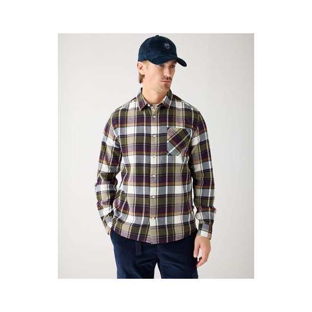 Knowledge Cotton Checked Flannel Shirt 90952 - blue check