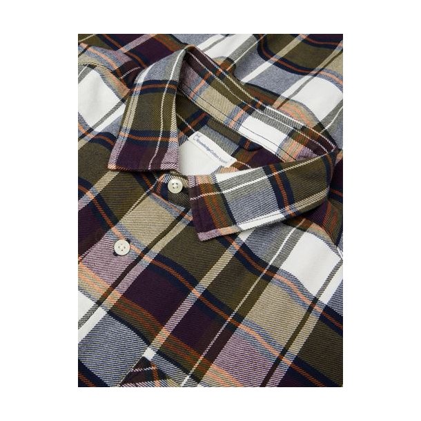 Knowledge Cotton Checked Flannel Shirt 90952 - blue check