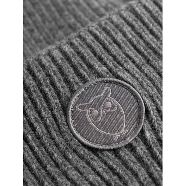 Knowledge Cotton Wool Beanie - Dark grey melange 