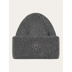 Knowledge Cotton Wool Beanie - Dark grey melange 