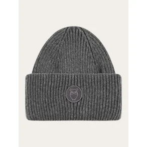 Knowledge Cotton Wool Beanie - Dark grey melange 
