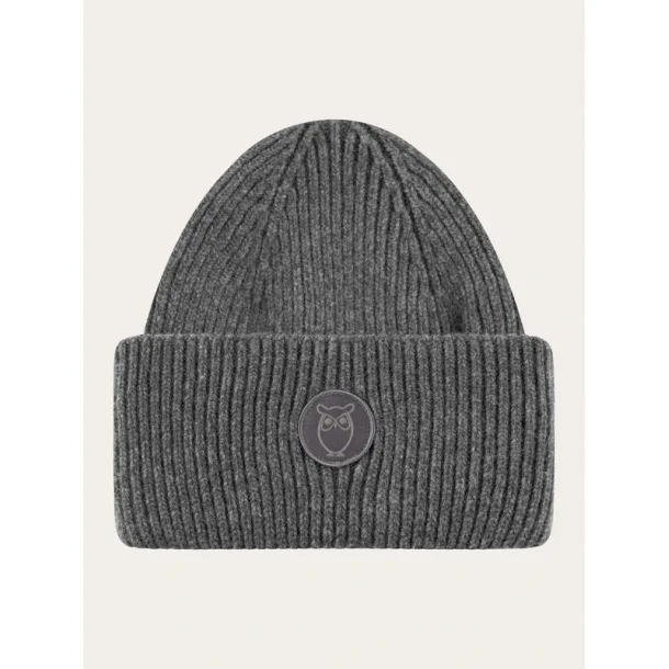 Knowledge Cotton Wool Beanie - Dark grey melange 