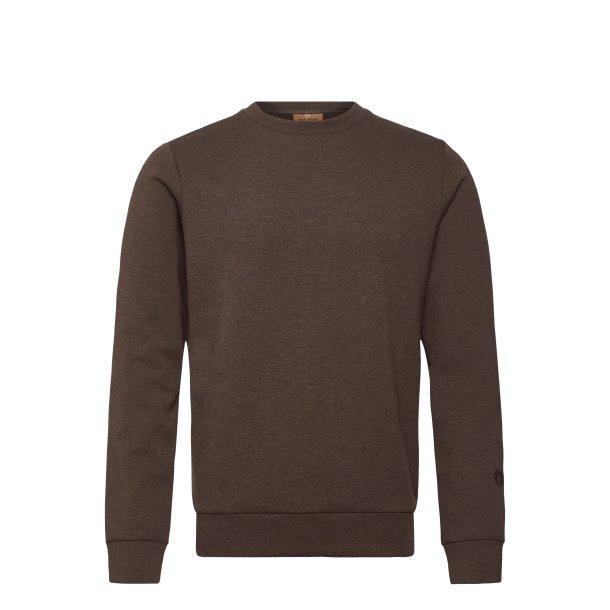 Mos Mosh Abel crew neck sweat - Chocolate brown melange 