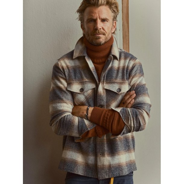Blue de genes BGyodo check overshirt - grey check 