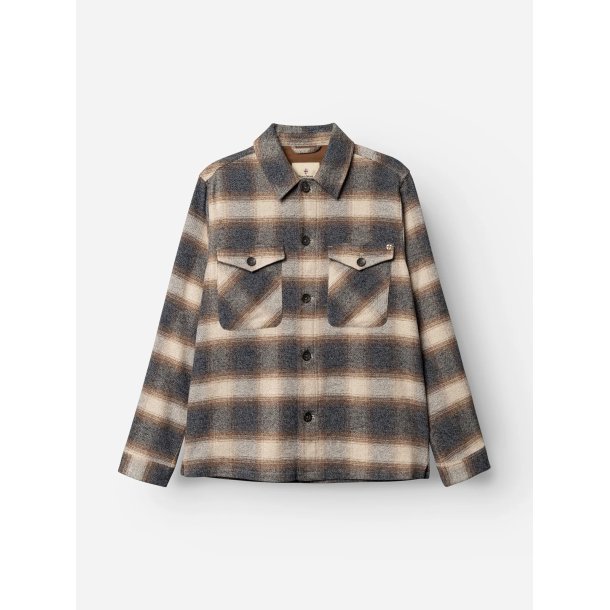 Blue de genes BGyodo check overshirt - grey check 