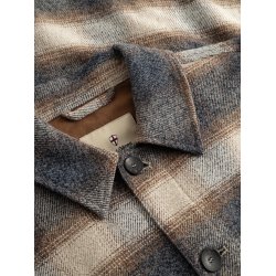 Blue de genes BGyodo check overshirt - grey check 