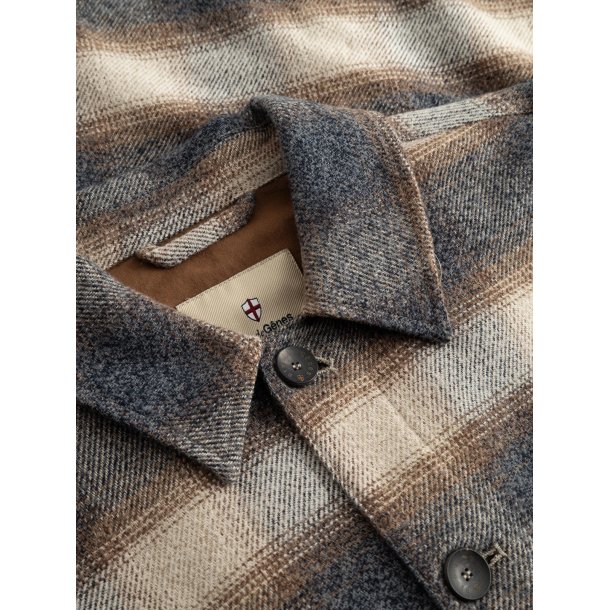Blue de genes BGyodo check overshirt - grey check 