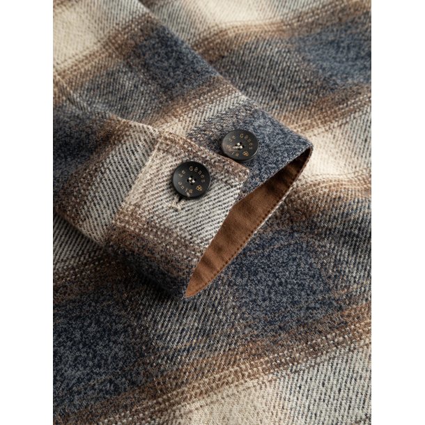 Blue de genes BGyodo check overshirt - grey check 