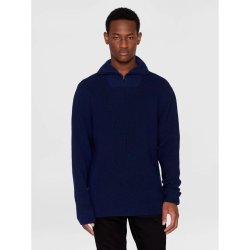 Knowledge Cotton merino half zip knit RWS - total eclipse