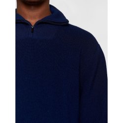 Knowledge Cotton merino half zip knit RWS - total eclipse