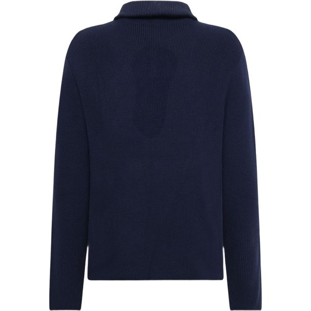 Knowledge Cotton merino half zip knit RWS - total eclipse