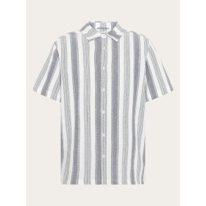 Knowledge Cotton Relaxed stripe short sleeve - blue stripe 1090163