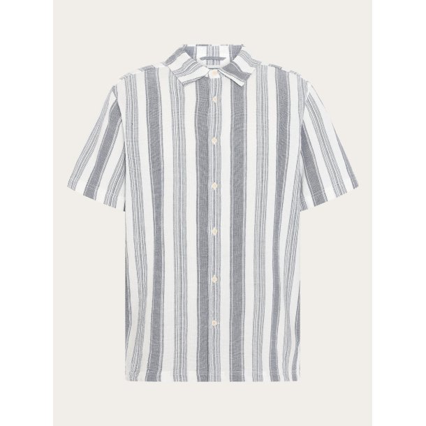 Knowledge Cotton Relaxed stripe short sleeve - blue stripe 1090163
