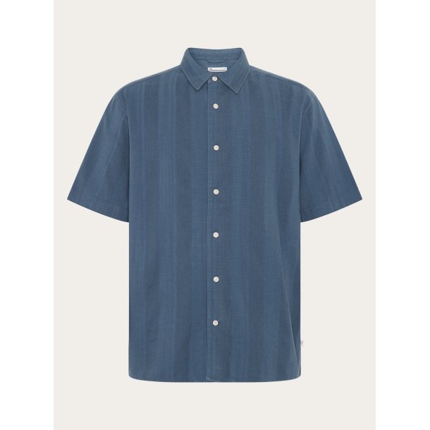 Knowledge Cotton Relaxed structure short sleeve shirt - vintage indigo 1090178 