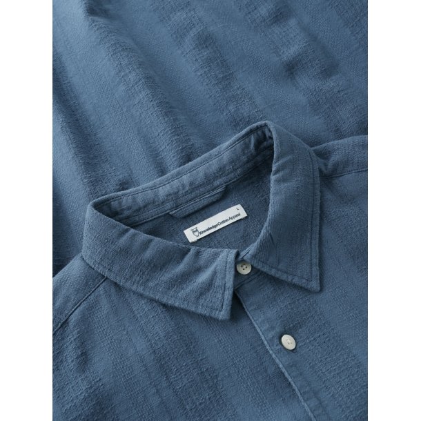 Knowledge Cotton Relaxed structure short sleeve shirt - vintage indigo 1090178 