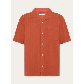 Knowledge Cotton Structure shirt - burnt brick 1090159