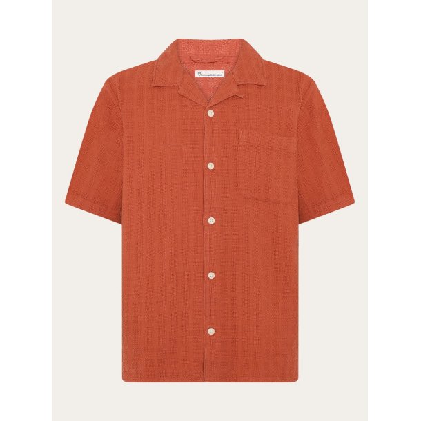 Knowledge Cotton Structure shirt - burnt brick 1090159