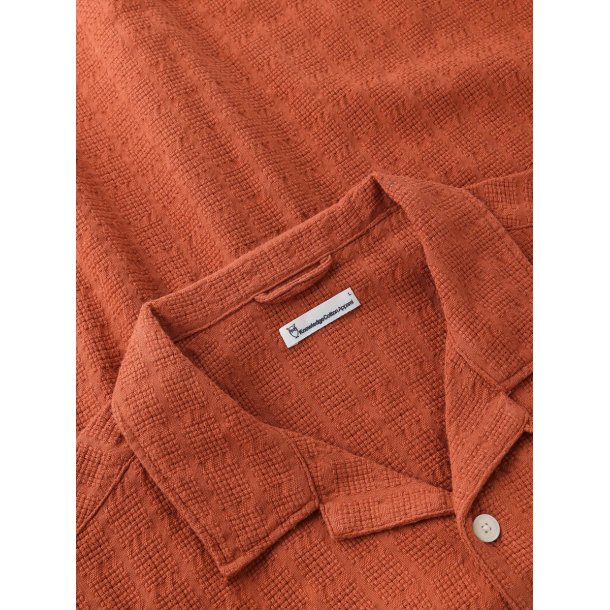 Knowledge Cotton Structure shirt - burnt brick 1090159