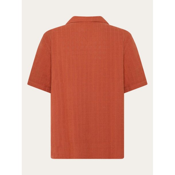 Knowledge Cotton Structure shirt - burnt brick 1090159