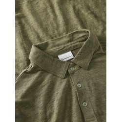 Knowledge Cotton Linen polo - burned olive 1020001 