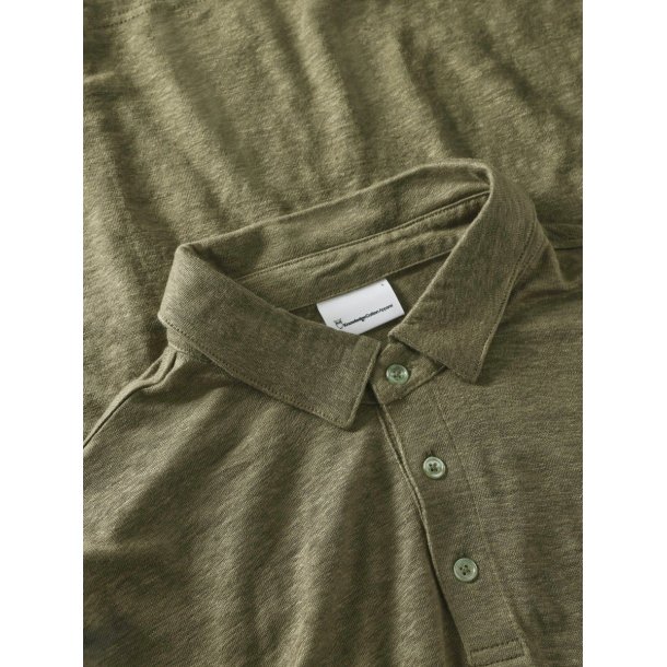Knowledge Cotton Linen polo - burned olive 1020001 
