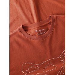 Knowledge Cotton Front print t-shirt - burnt brick 1010166