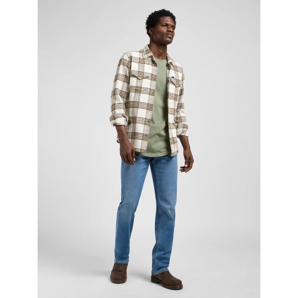 Lee Regular clean western shirt - Ecru ochre plaid