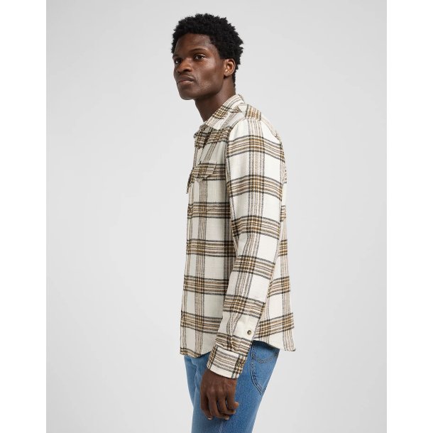 Lee Regular clean western shirt - Ecru ochre plaid