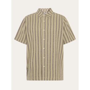 Knowledge Cotton Relaxed stripe short sleeve - beige stripe 1090163