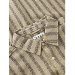 Knowledge Cotton Relaxed stripe short sleeve - beige stripe 1090163
