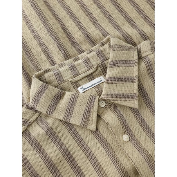 Knowledge Cotton Relaxed stripe short sleeve - beige stripe 1090163