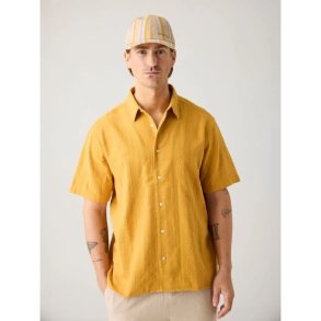 Knowledge Cotton Relaxed structure short sleeve shirt - amber gold 1090178