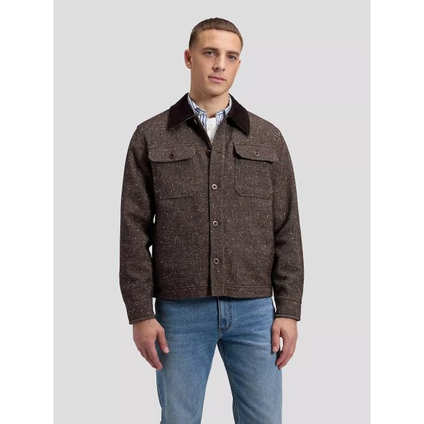 Lee loose corduroy collar mix overshirt - chocolate torte