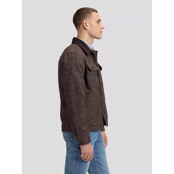 Lee loose corduroy collar mix overshirt - chocolate torte