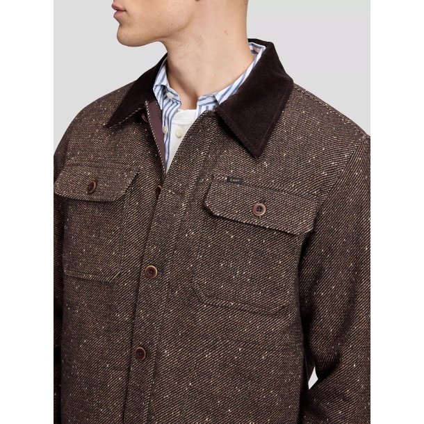 Lee loose corduroy collar mix overshirt - chocolate torte