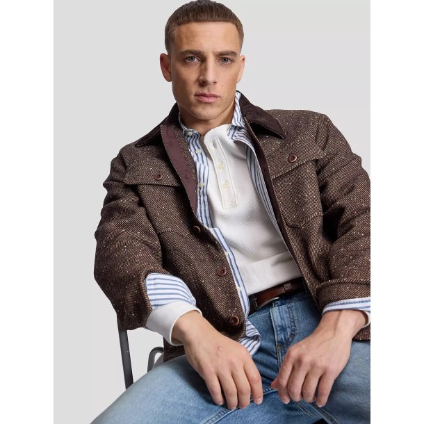 Lee loose corduroy collar mix overshirt - chocolate torte