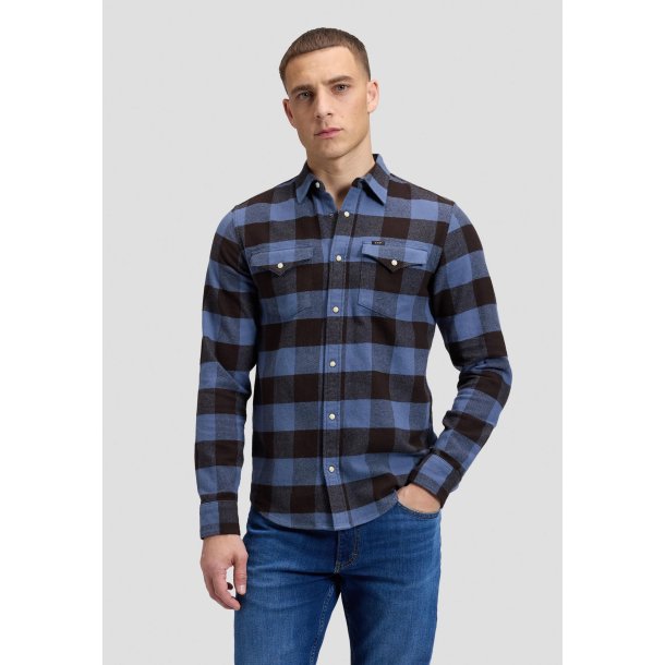 Lee Clean western shirt - blue/chocolate torte