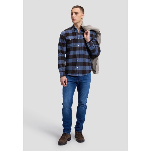 Lee Clean western shirt - blue/chocolate torte