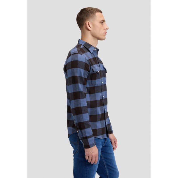 Lee Clean western shirt - blue/chocolate torte