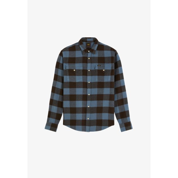 Lee Clean western shirt - blue/chocolate torte