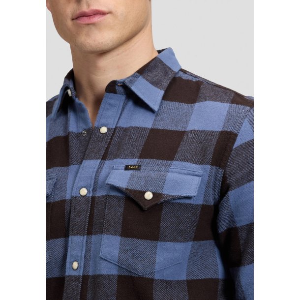 Lee Clean western shirt - blue/chocolate torte