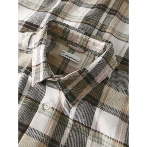 Knowledge Cotton Dune regular checked flannel shirt - brown check 1146801435