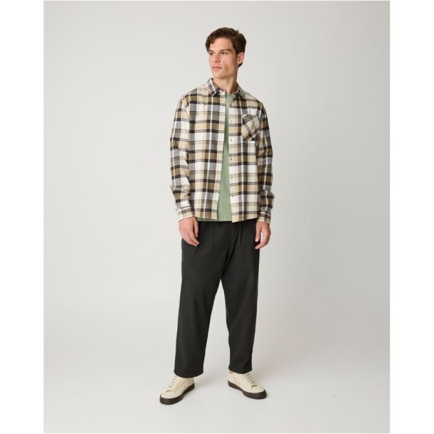 Knowledge Cotton Dune regular checked flannel shirt - brown check 1146801435