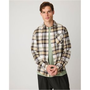 Knowledge Cotton Dune regular checked flannel shirt - brown check 1146801435
