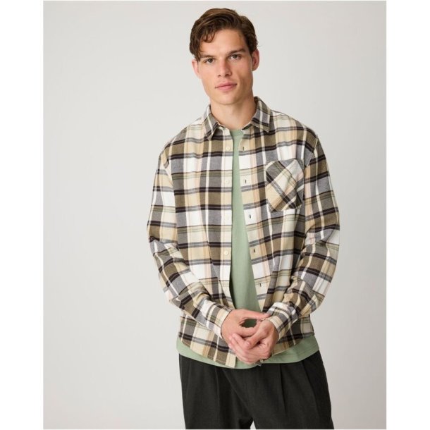 Knowledge Cotton Dune regular checked flannel shirt - brown check 1146801435