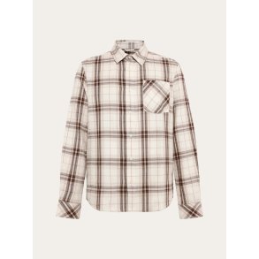 Knowledge Cotton Dune regular check fannel shirt - creme check 1090149