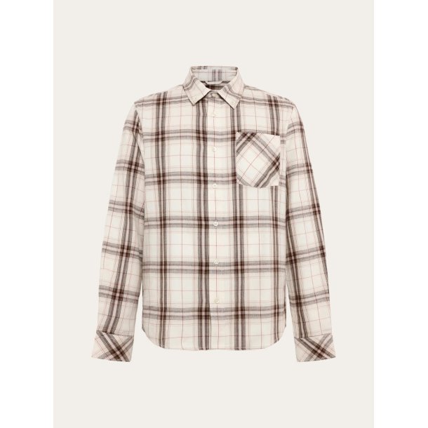 Knowledge Cotton Dune regular check fannel shirt - creme check 1090149