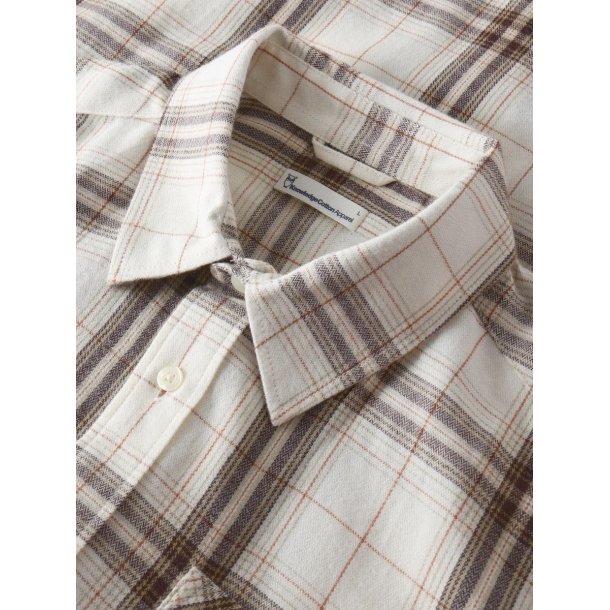 Knowledge Cotton Dune regular check fannel shirt - creme check 1090149